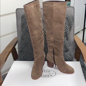 Steve Madden knee high suede boots, taupe 6